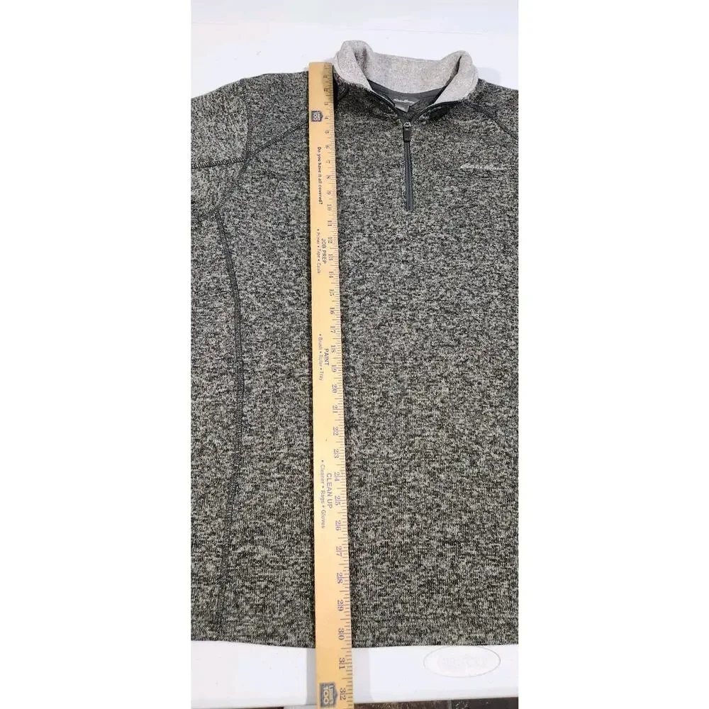 Eddie Bauer Sweater Mens XL Gray Radiator Fleece Snap Front Pullover Hiking